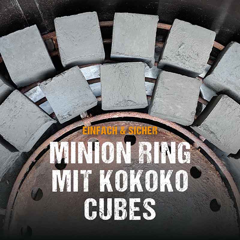 Minion Ring mit KOKOKO CUBES für Longjobs im Kugelgrill