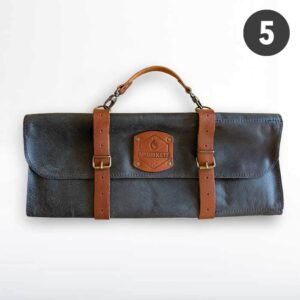 schwarze Messertasche aus Leder für 5 Messer von McBrikett