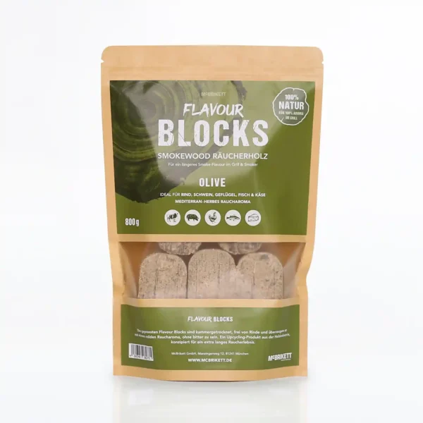 McBrikett_01_flavour_blocks_olive_8kg-produkt Flavour Blocks "Olive" - 800g Premium Räucherholz – Bild 1