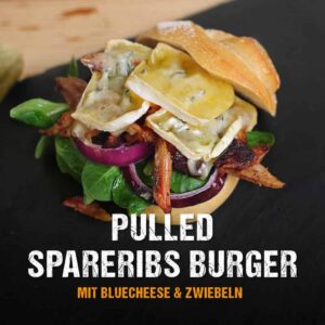 McBrikett Blog Pulled Spareribs Burger Titelbild Grillrezept-X